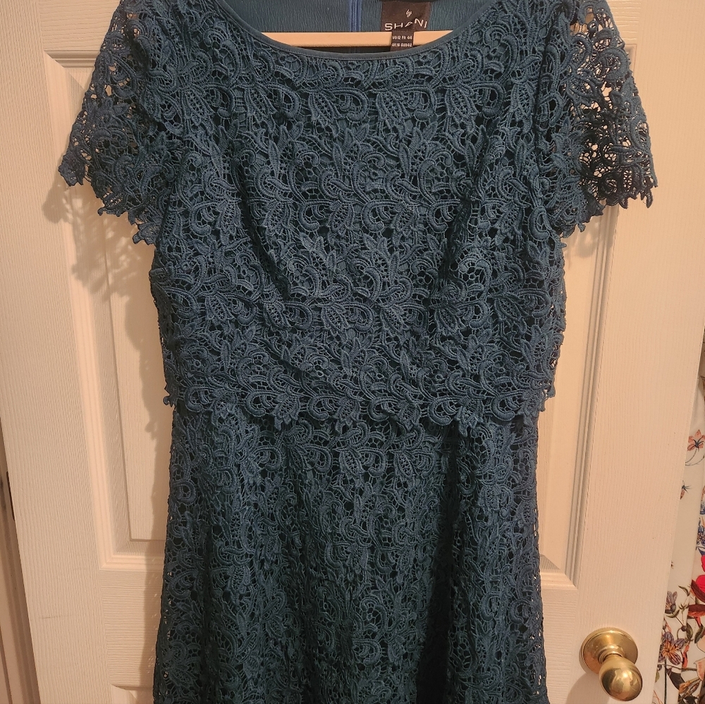 Shani Popover Bodice Fit and Flare Embroidered Dress - Picture 5 of 8